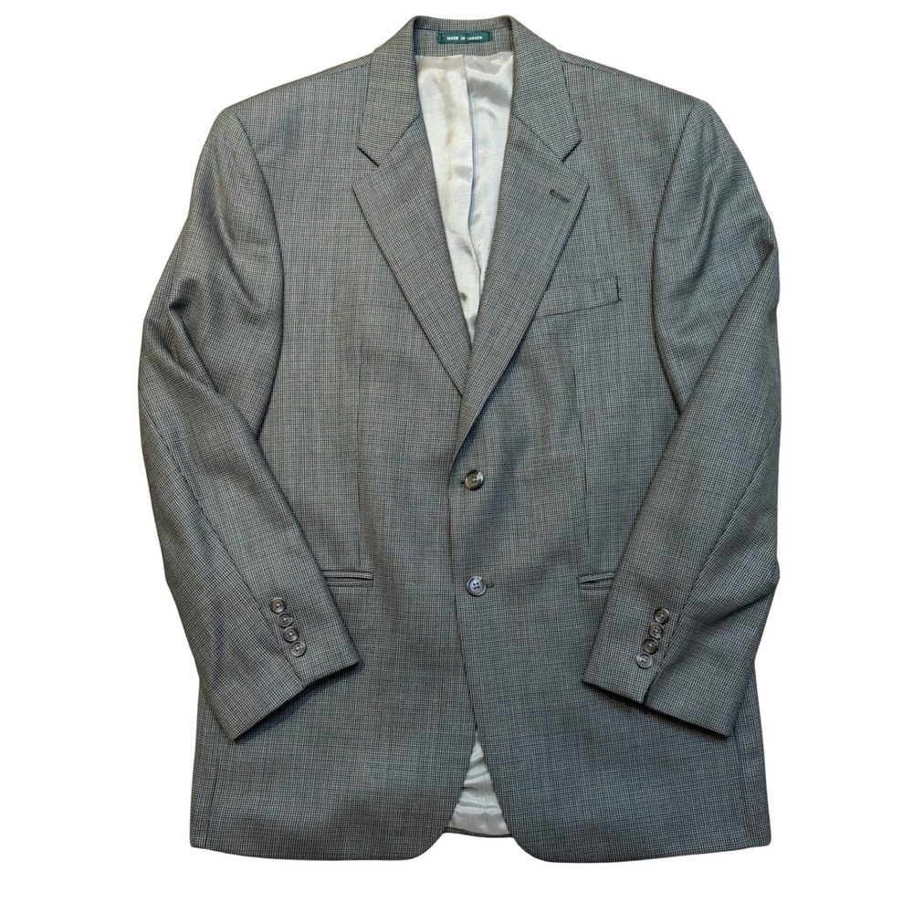 VINTAGE Lauren Ralph Lauren Mens Wool Houndstooth Blazer tan Size 42R